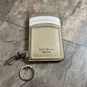 Kate Spade color block Cream Card Holder with Silver Key Ring